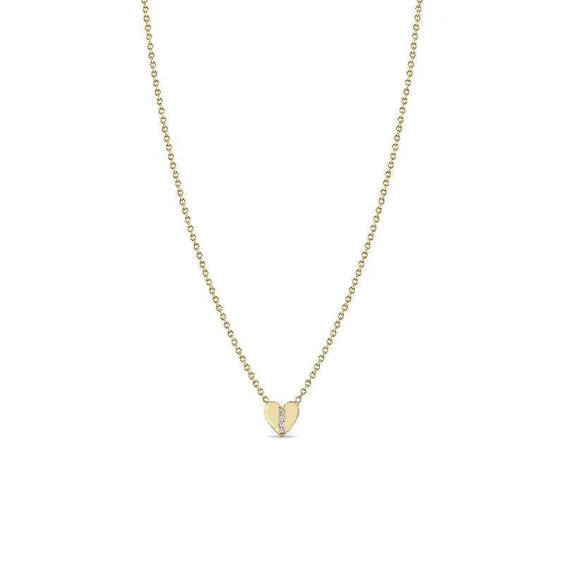 Delicate Crystal Jewelry For Sophisticated Charm 14k Midi Bitty Pavé Diamond Line Heart Necklace Delicate Crystal Jewelry For Sophisticated Charm 14k Midi Bitty Pavé Diamond Line Heart Necklace