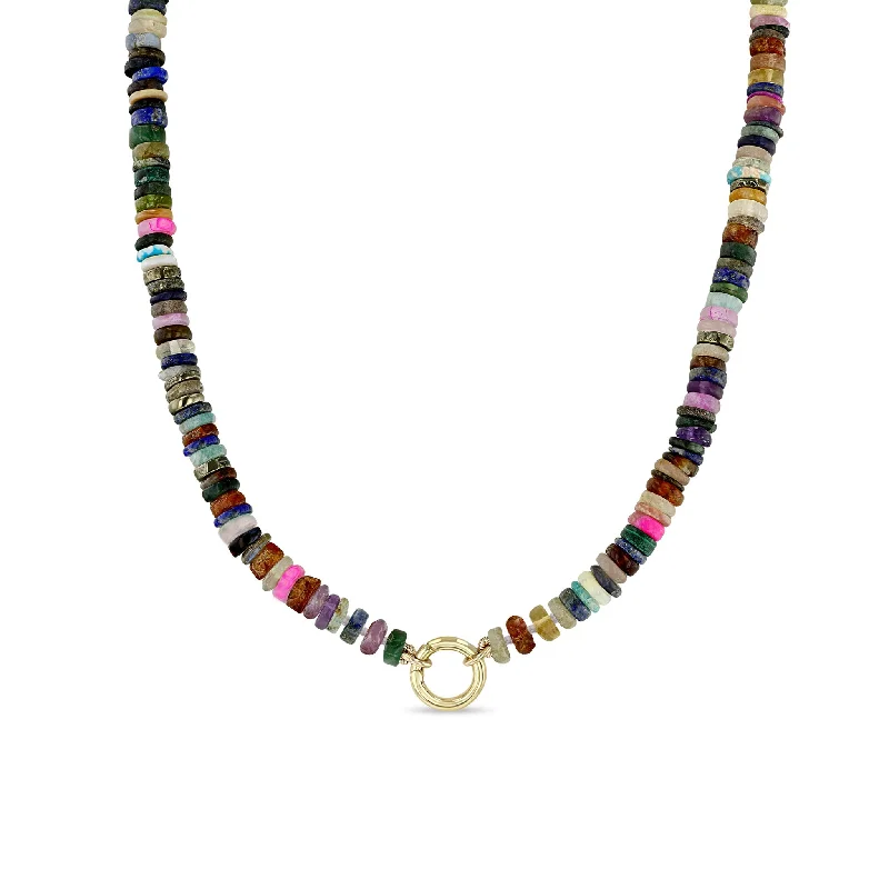 Upgrade Your Jewelry Collection For Less 14k Mixed Dark Gemstone Rondelle Bead Round Enhancer Necklace