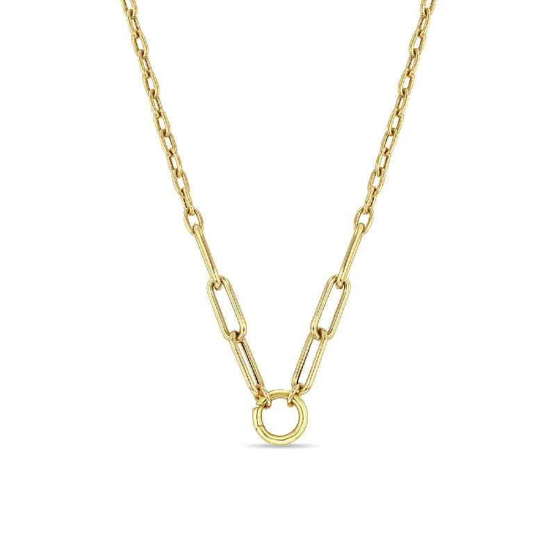 Timeless Elegance At Unbelievable Discounts 14k Gold Mixed Medium Square Oval & Large Paperclip Chain Round Enhancer Necklace