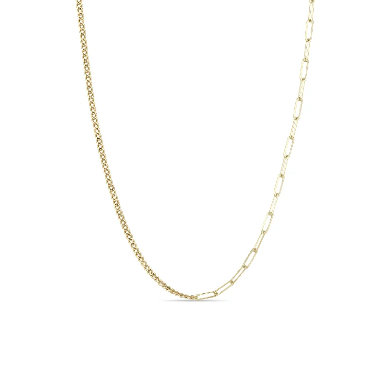 Luxury Jewelry Sale – Sparkle For Less 14k Mixed XS Curb & Small Paperclip Chain Necklace