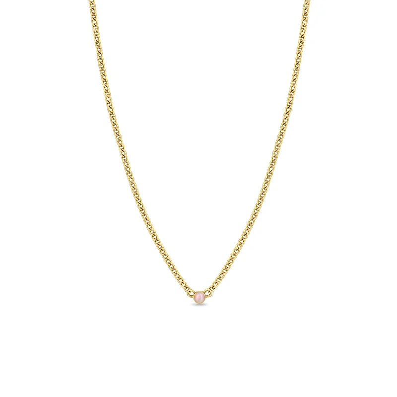 Elevate Your Jewelry Collection With Limited-Time Savings 14k Opal Bezel XS Curb Chain Necklace