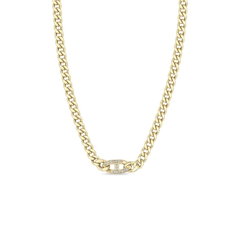 Make Every Moment Shine – Jewelry Discounts Available 14k Pavé Diamond Mariner Link Medium Curb Chain Necklace