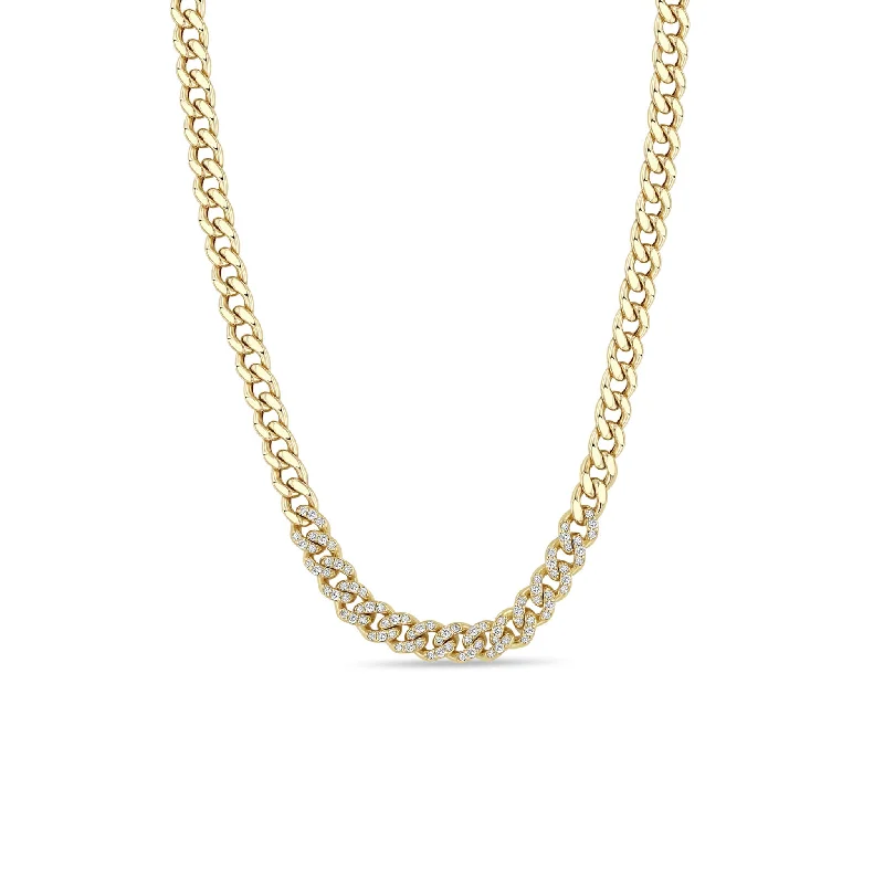 Huge Markdowns On Premium Jewelry Styles 14k Pavé Diamond Segment Medium Curb Chain Necklace