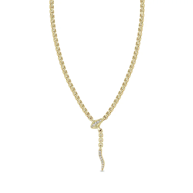 Adjustable Charm Bracelets For A Perfect Fit 14k Gold Pavé Diamond Serpent Box Chain Necklace