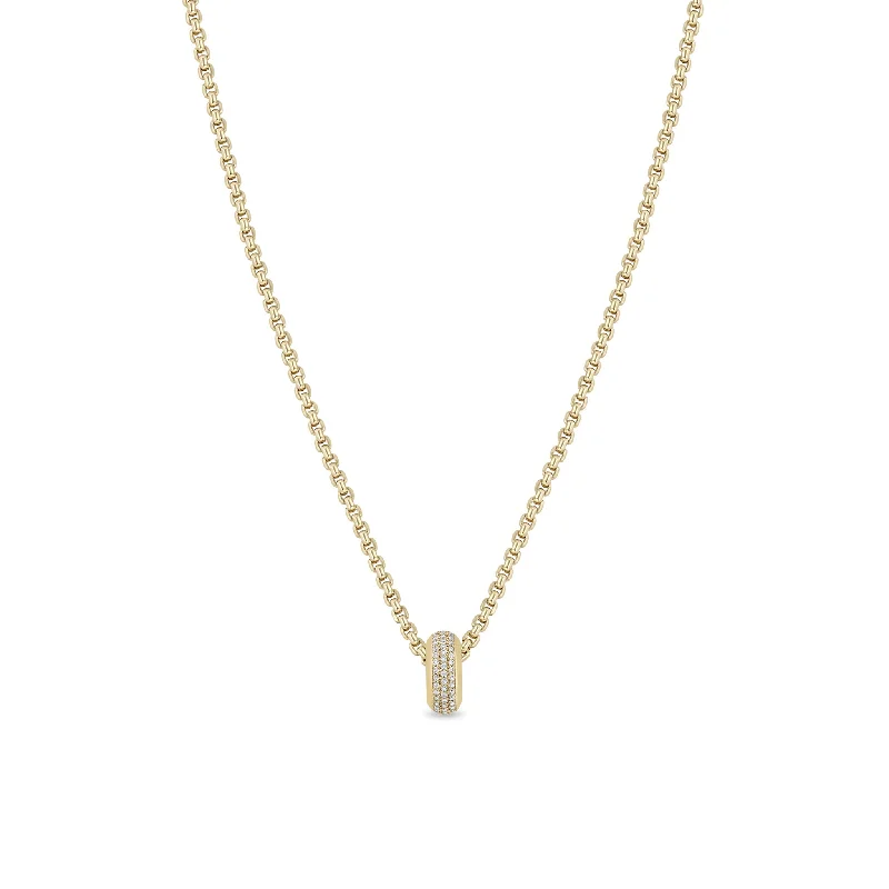 Exclusive Jewelry Sale – Sparkle For Less 14k Pavé Diamond Wide Half Round Slide Bead Box Chain Necklace