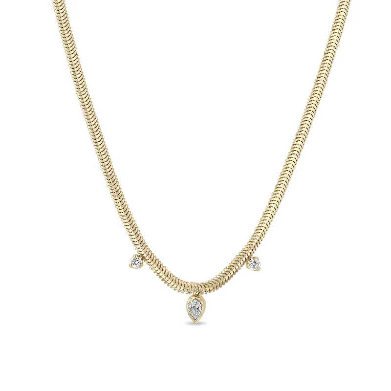 Luxury Jewelry Sale – Sparkle For Less 14k Pear & Prong Diamond Snake Chain Necklace