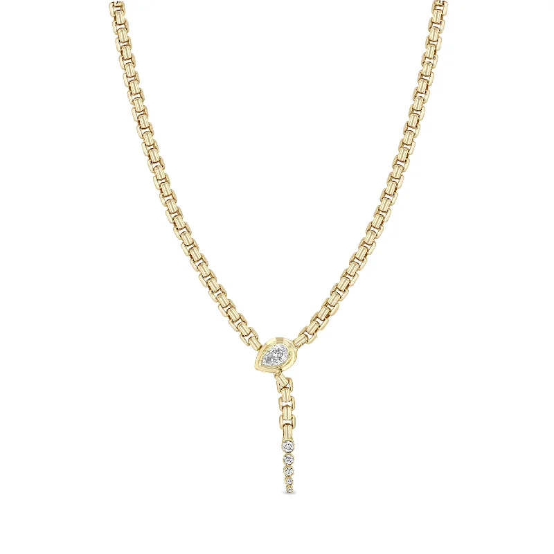 Grab Your Favorite Jewelry At The Lowest Prices 14k Pear Diamond Serpent Box Chain Necklace