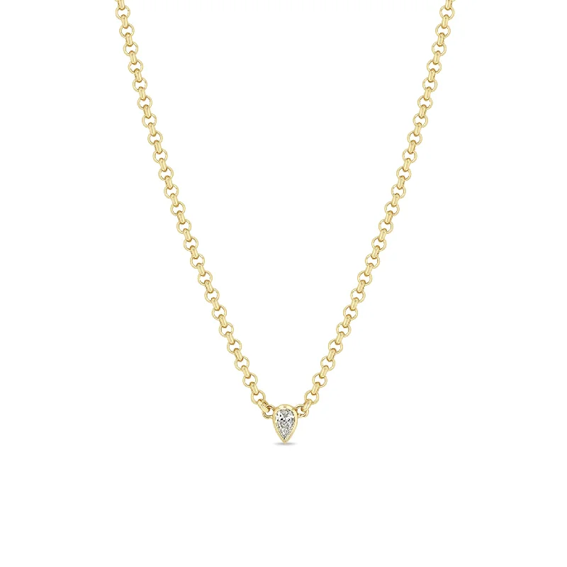 Exclusive Jewelry Bundles At Discounted Rates 14k Pear Diamond Small Rolo Chain Necklace