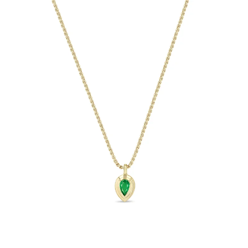 Affordable Elegance – Special Jewelry Sale Now Live 14k Pear Emerald Pendant Box Chain Necklace