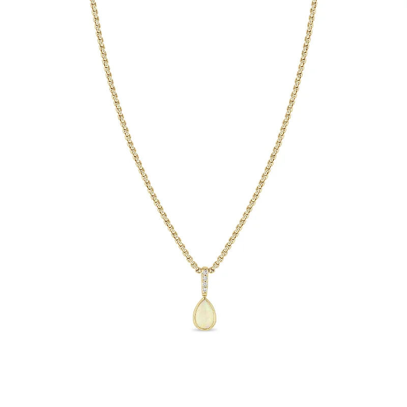 Fashion-Forward Jewelry At Incredible Prices 14k Pear Opal & Pavé Diamond Pendant Box Chain Necklace