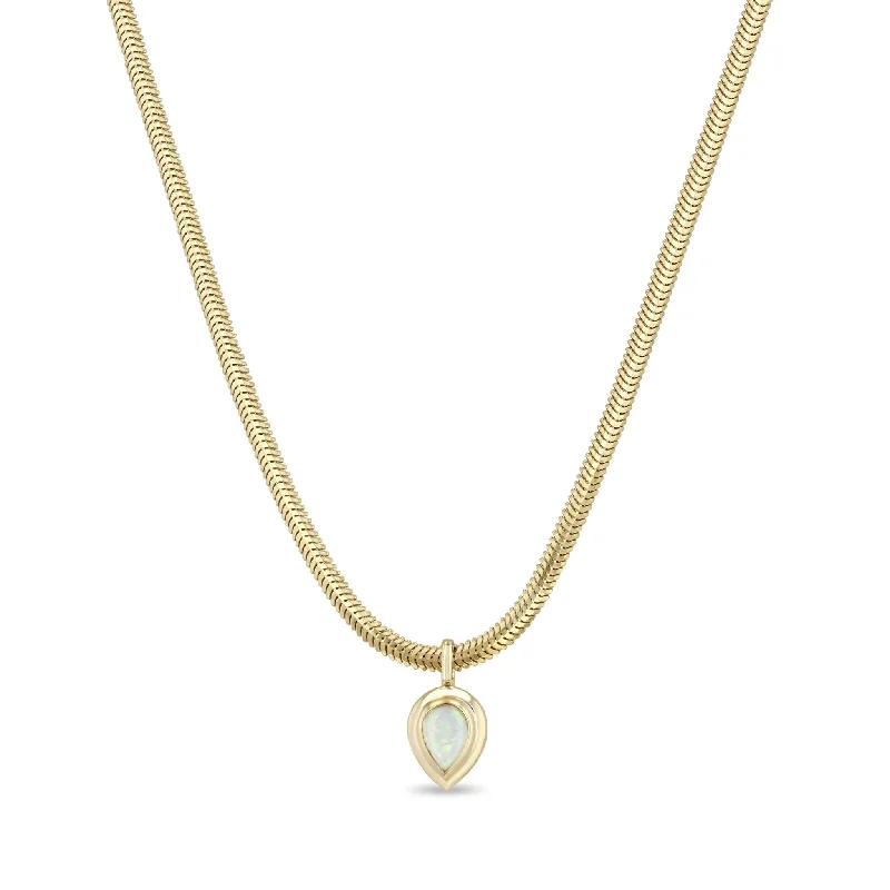 Personalized Jewelry Sale – Meaningful Gifts At Great Prices 14k Pear Opal Bezel Pendant Snake Chain Necklace