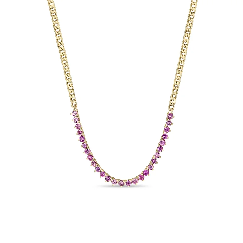 Luxury Jewelry At Unbeatable Discounts 14k Pink Sapphire Tennis Segment Small Curb Chain Necklace