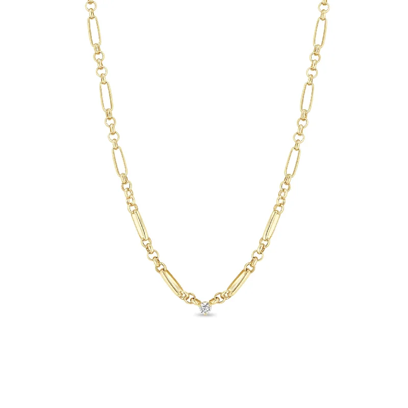 Seasonal Jewelry Deals – Elevate Your Style 14k Prong Diamond Medium Paperclip Rolo Chain Necklace