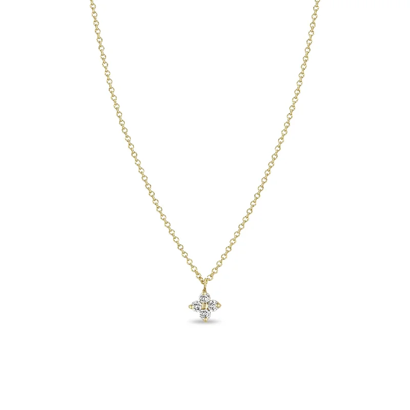 Customized Silver Jewelry For Unique Style 14k Prong Diamond Quad Necklace
