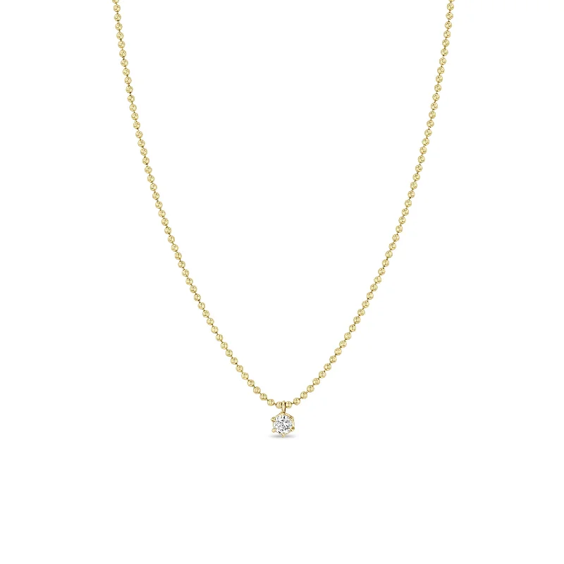 Grab Stylish Jewelry Before The Sale Ends 14k Prong Diamond Solitaire Bead Chain Necklace