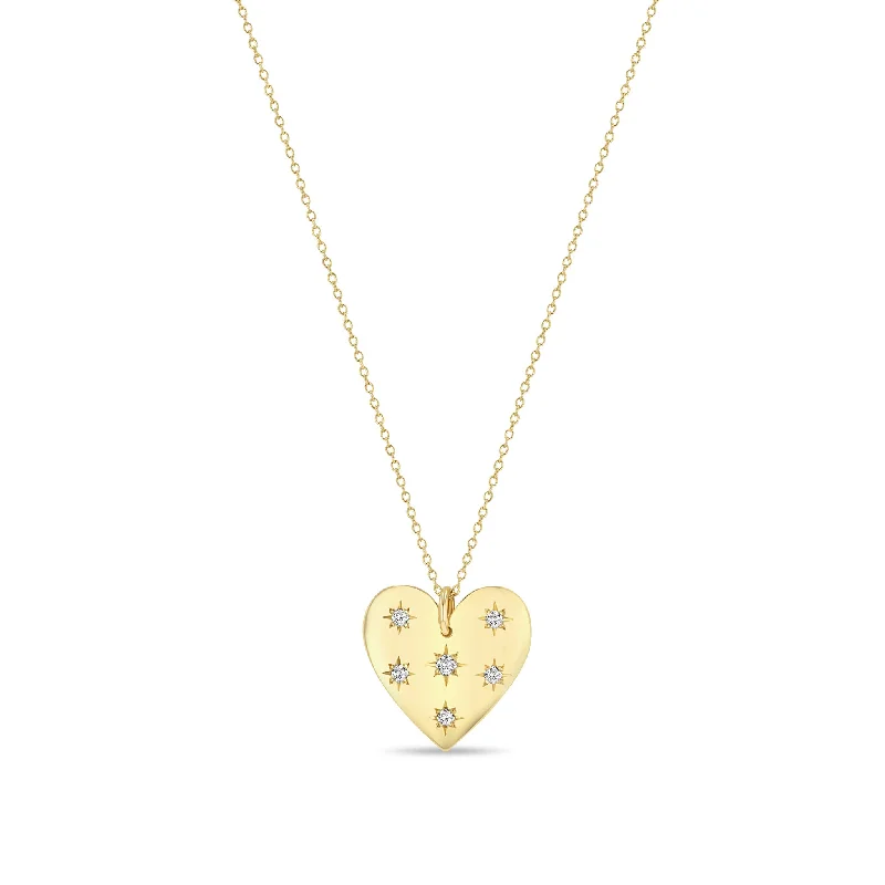 Buy More, Save More On Stunning Jewelry Pieces 14k Scattered Star Set Diamonds Aura Heart Necklace