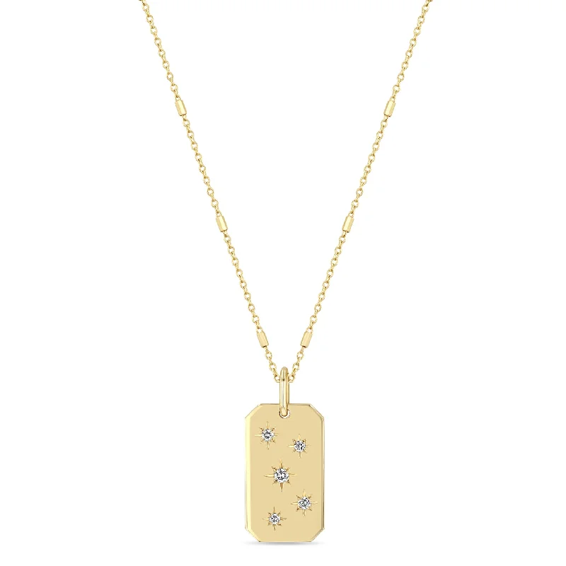 Limited Stock On Premium Jewelry At Low Prices 14k Scattered Star Set Diamonds Square Edge Dog Tag Necklace