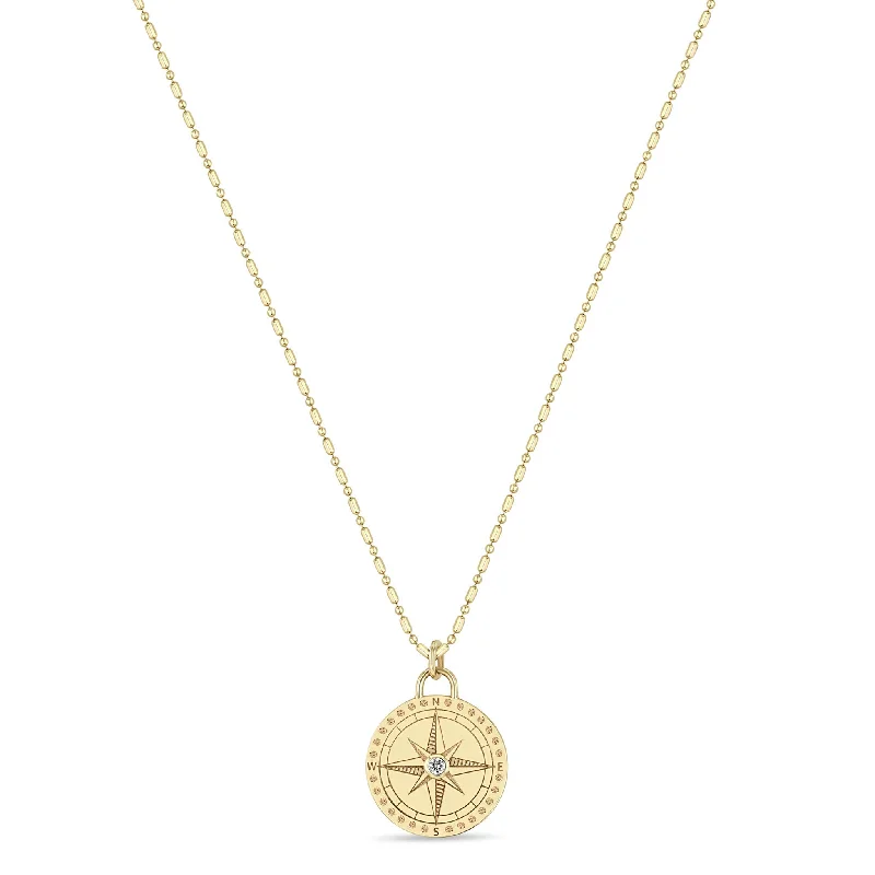 Unmissable Jewelry Clearance – Final Reductions 14k Small Compass Medallion Tube Bar Chain Necklace