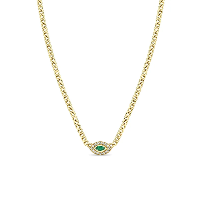 Flash Sale On Elegant Jewelry – Don't Miss Out 14k Small Curb Chain Marquise Emerald Halo Necklace Flash Sale On Elegant Jewelry – Don't Miss Out 14k Small Curb Chain Marquise Emerald Halo Necklace