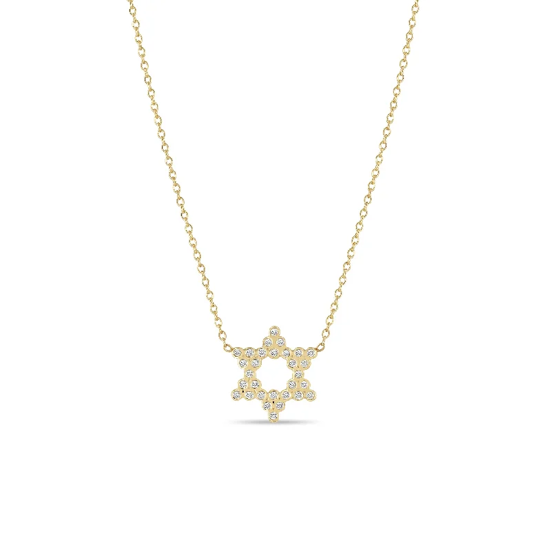 Timeless Jewelry At Special Discount Rates 14k Small Diamond Bezel Star of David Necklace