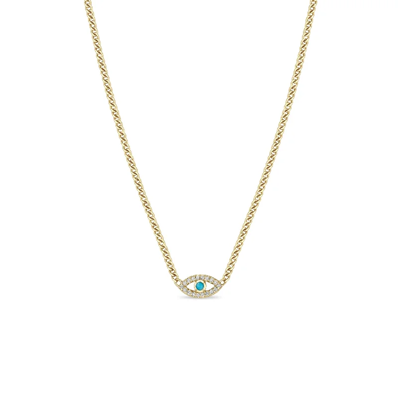 Sparkle For Less – Shop Our Limited-Time Jewelry Deals 14k Turquoise & Diamond Evil Eye Curb Chain Necklace