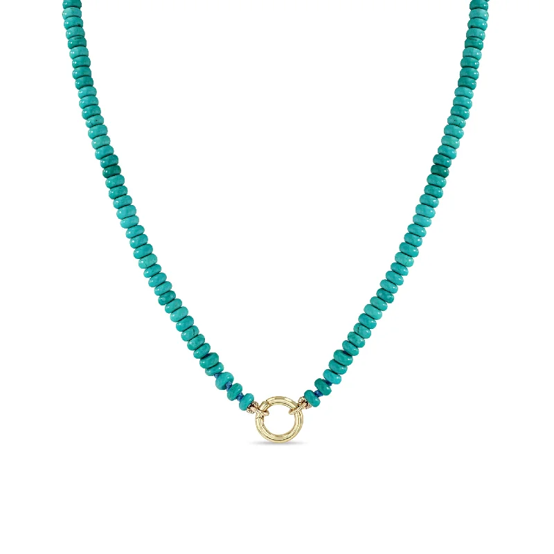 Timeless Elegance, Temporary Discounts – Act Fast 14k Turquoise Rondelle Bead Round Enhancer Necklace