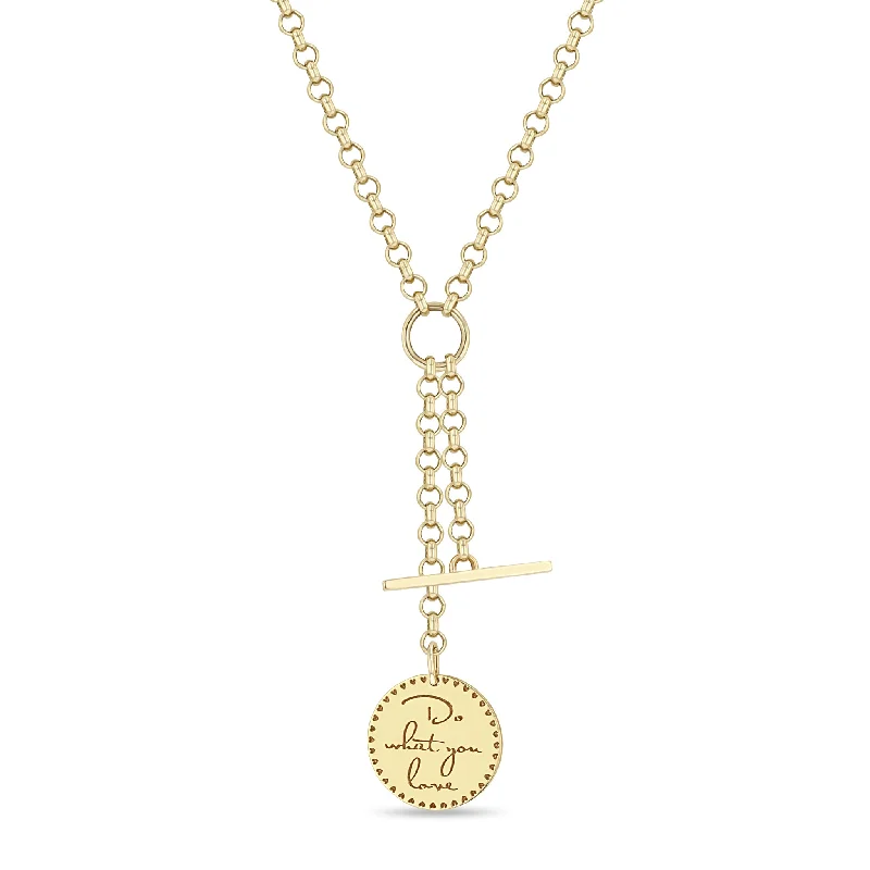 Jewelry Clearance – Final Chance To Save Big 14k Small Mantra & Toggle Medium Rolo Chain Lariat Necklace Jewelry Clearance – Final Chance To Save Big 14k Small Mantra & Toggle Medium Rolo Chain Lariat Necklace