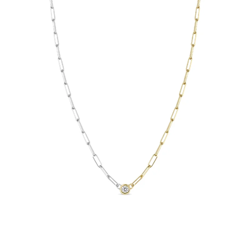Jewelry Deals That Sparkle – Shop Today 14k Floating Diamond Two Tone Gold Small Paperclip Chain Necklace