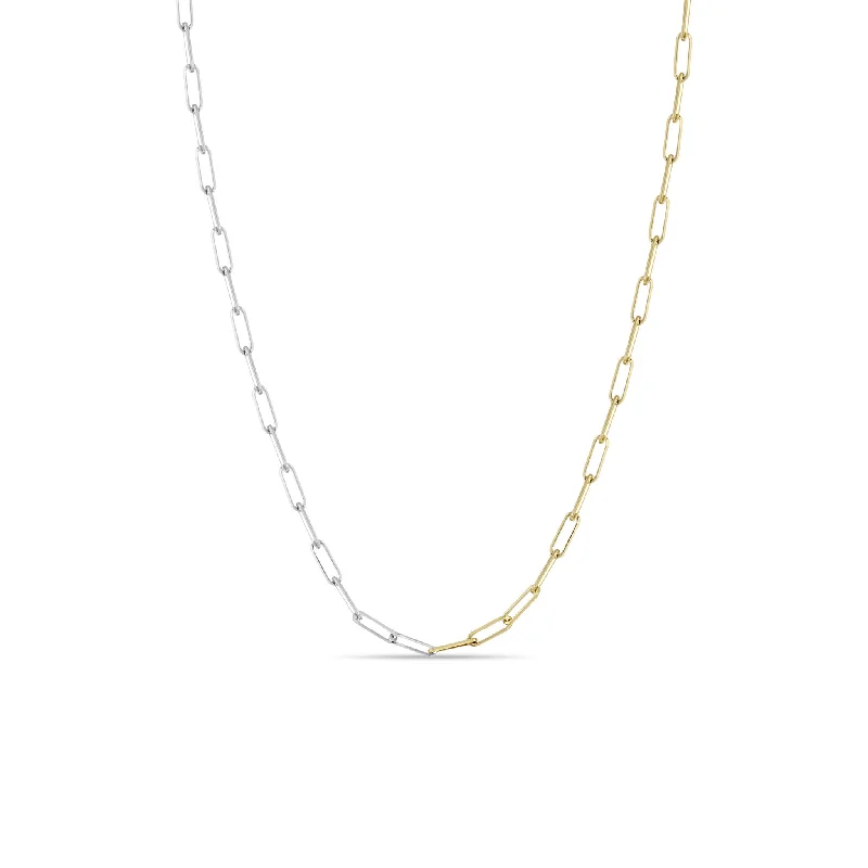 Big Discounts On Elegant Jewelry Collections 14k Two Tone Gold Small Paperclip Chain Necklace