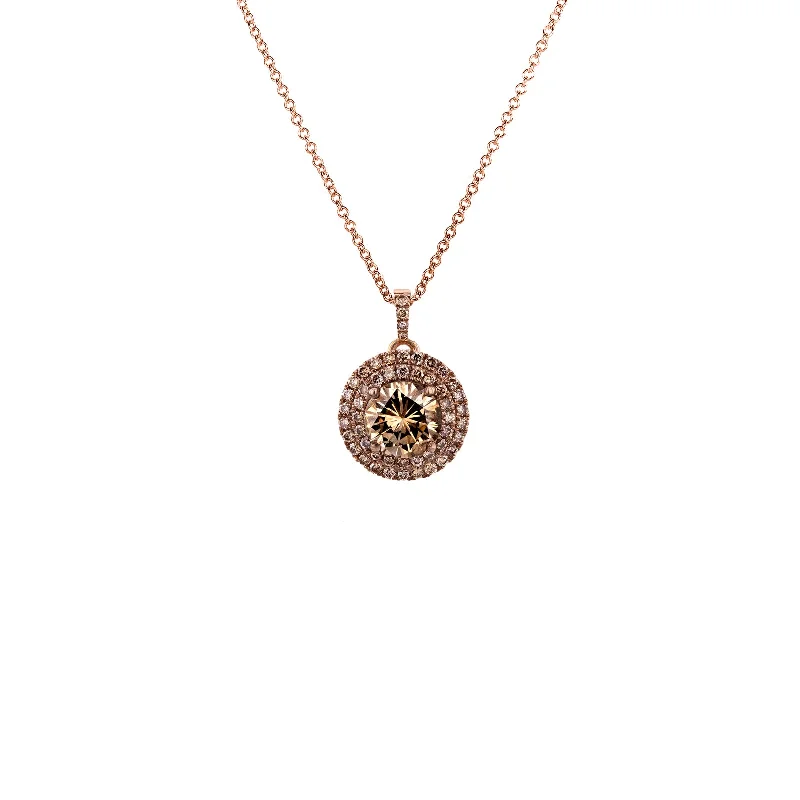 Shop High-Quality Jewelry At Jaw-Dropping Discounts 18k Rose Gold Champagne Double Halo Diamond Pendant 1 7/8 CTW with 14k Rose Gold Chain Shop High-Quality Jewelry At Jaw-Dropping Discounts 18k Rose Gold Champagne Double Halo Diamond Pendant 1 7/8 CTW with 14k Rose Gold Chain