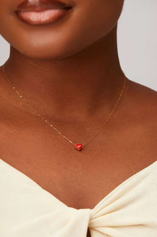 Shine Without Limits – Jewelry Sale Happening Now Mini Red Heart Necklace in 18K Gold