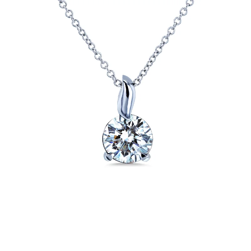 Affordable Gold-Plated Jewelry For Modern Fashion 1ct Moissanite Solitaire Leaf Bail Necklace
