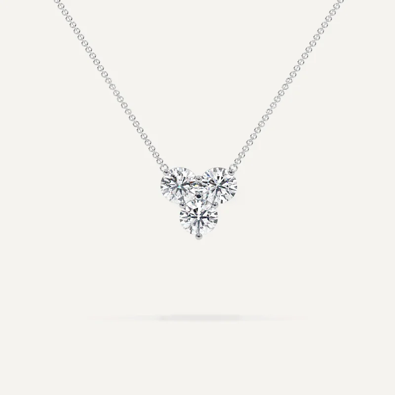 Handmade Pearl Jewelry For Timeless Elegance 3-Stone Diamond Women's 16" Necklace