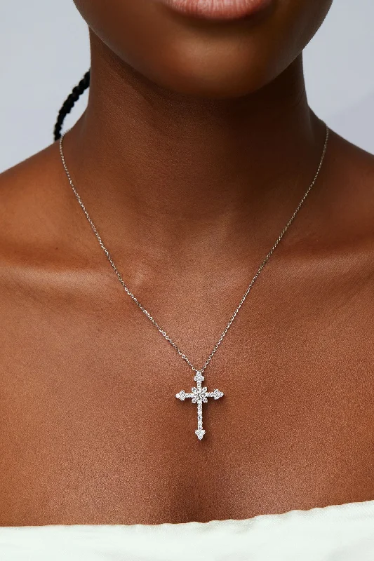 Personalized Jewelry At Special Discount Rates Amari Moissanite Cross Necklace in 925 Sterling Silver