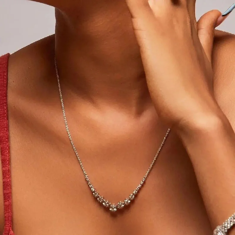Personalized Engraved Jewelry For Meaningful Gifts Arleth Tennis Diamond Necklace in 18K Gold
