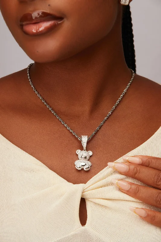 Shop Stylish Jewelry Now And Save Big Aubrey Iced Out Moissanite Teddy Pendant in 925 Sterling Silver