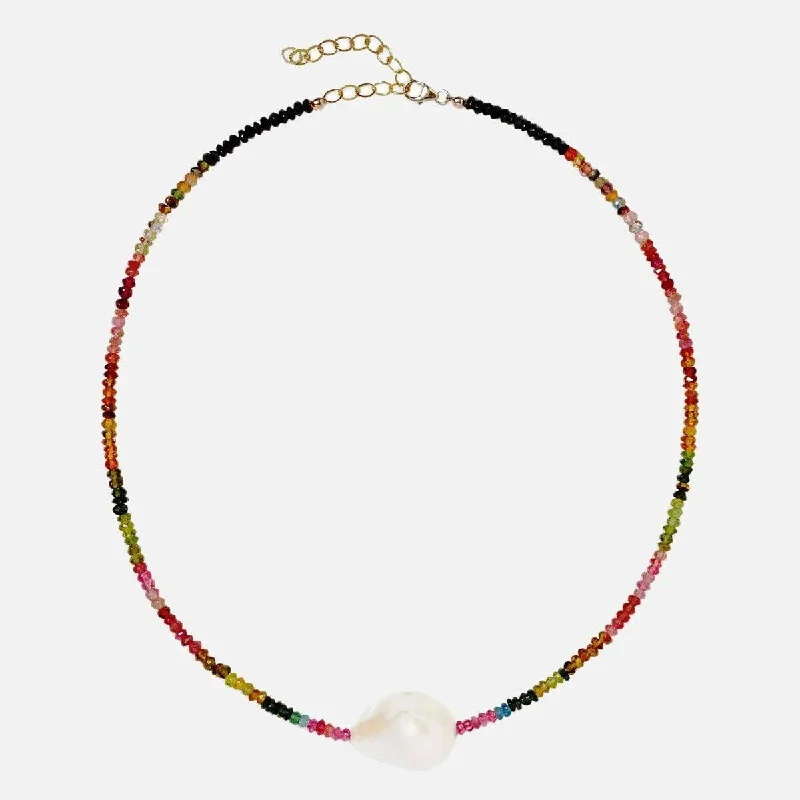 Unmissable Discounts On Timeless Jewelry Pieces Multi Tourmaline Single Baroque Pearl Gemstone Necklace