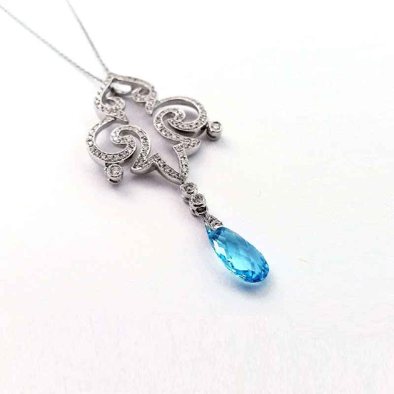 Exclusive Gemstone Jewelry Markdowns – Shop Now Blue Topaz & Diamond Fleur-de-lis