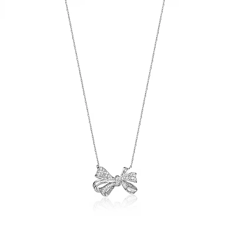 Buy More, Save More On Stunning Jewelry Designs Bow Diamond Necklace in 18K Gold