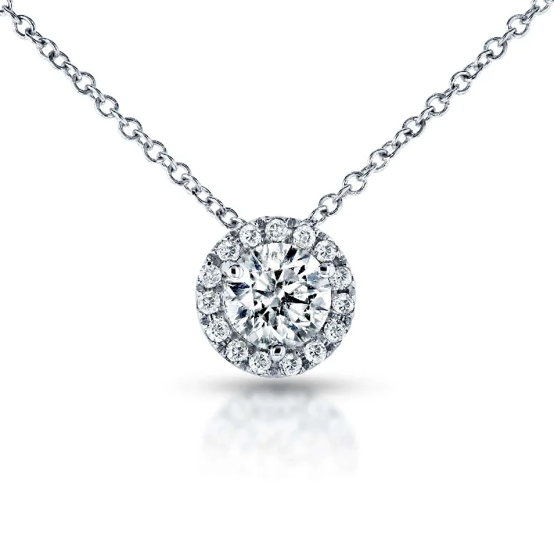 Huge Savings On Timeless Jewelry Collections Circle Diamond Halo Necklace 3/5 Carat (ctw) in 14k White Gold