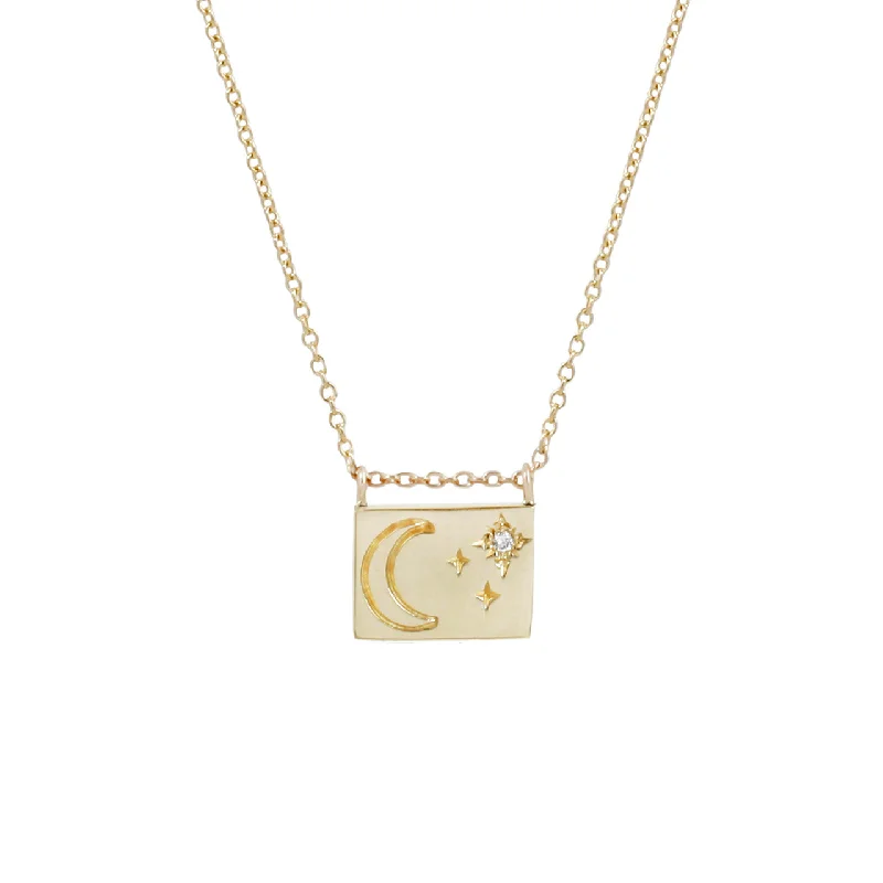 Fashion-Forward Jewelry At Exclusive Discounts Moon and stars postcard charm necklace