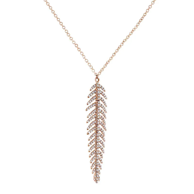 Glamorous Jewelry, Glamorous Deals – Shop Now Diamond Dangle Feather Necklace 2/5 CTW 14k Rose Gold