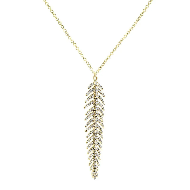 The Perfect Jewelry Piece At The Perfect Discount Diamond Dangle Feather Necklace 2/5 CTW 14k Yellow Gold