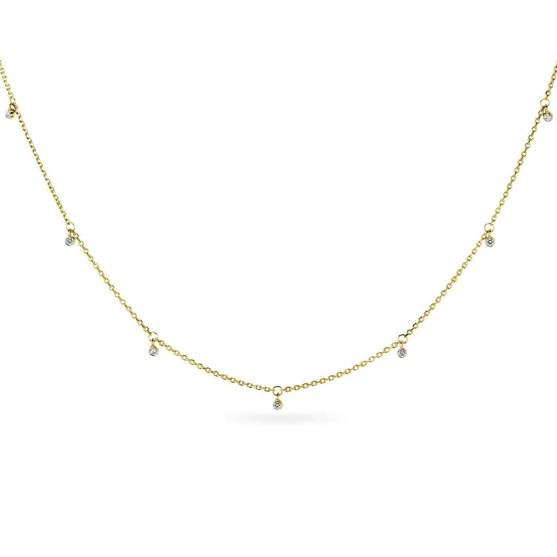 Get Ready To Sparkle – Special Jewelry Discounts Diamond Drops Station Necklace 14k Gold