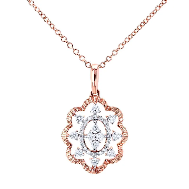 Dainty And Elegant Jewelry Now At Reduced Prices Diamond Floral Pendant Necklace 1/4 CTW 10k Rose Gold, 18in Chain