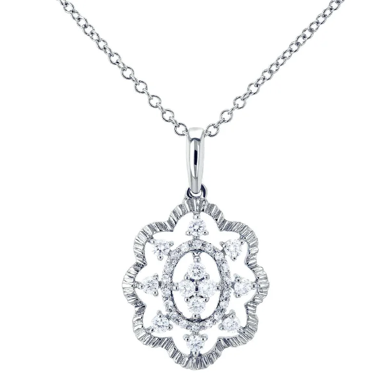 Dazzle In Elegance With Our Biggest Jewelry Sale Diamond Floral Pendant Necklace 1/4 CTW 10k White Gold, 18in Chain