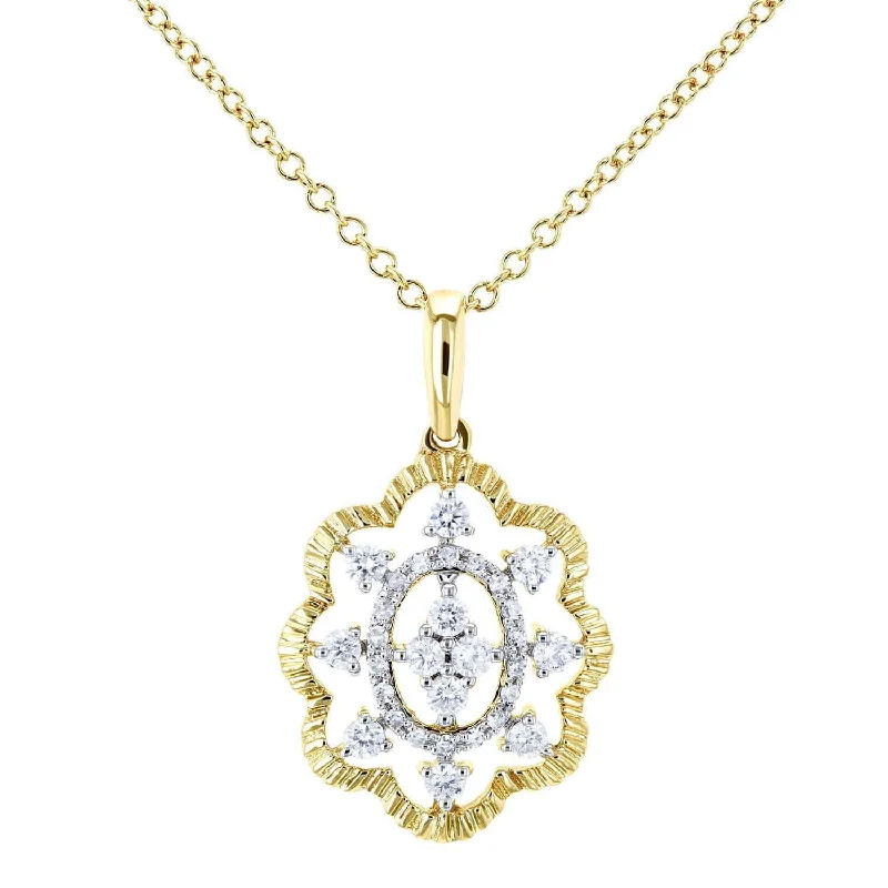 Everyday Jewelry Essentials Now On Sale Diamond Floral Pendant Necklace 1/4 CTW 10k Yellow Gold, 18in Chain