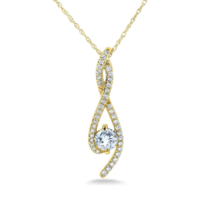 Seasonal Jewelry Deals – Elevate Your Style Diamond Ribbon Necklace 1/2 Carat TDW in 10k Gold