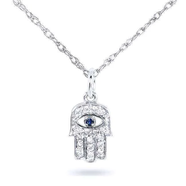 Shop Dazzling Jewelry At The Best Prices Petite Diamond & Sapphire Hamsa Talisman