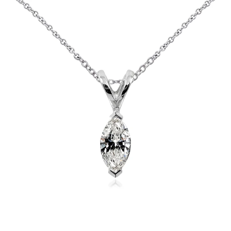 Seasonal Jewelry Sale – Upgrade Your Style Today Diamond Solitaire Marquise 1/4 Carat in 14K White Gold
